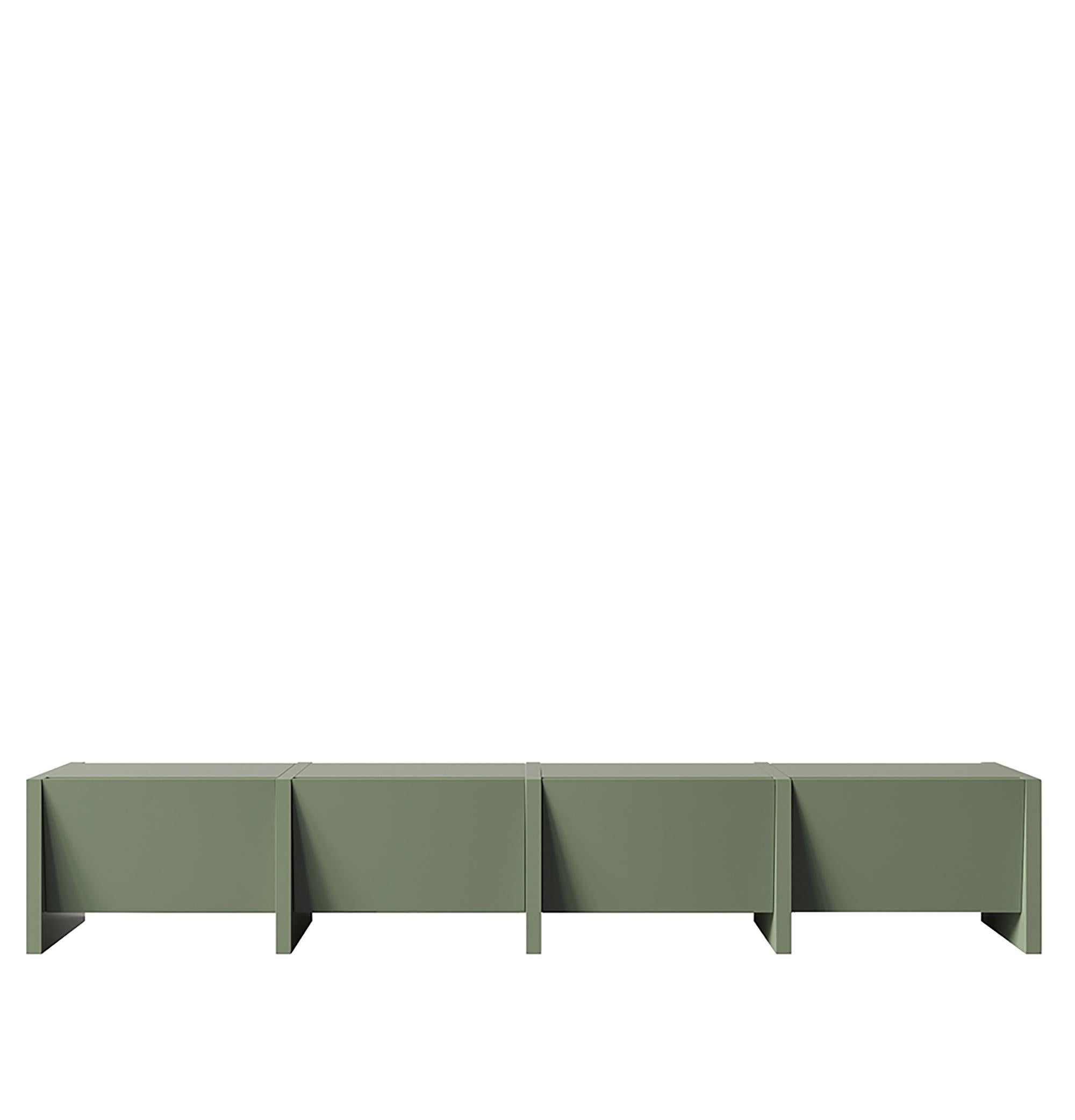 Consola Baja Bevel Verde 4 Tapas by Hermhaus