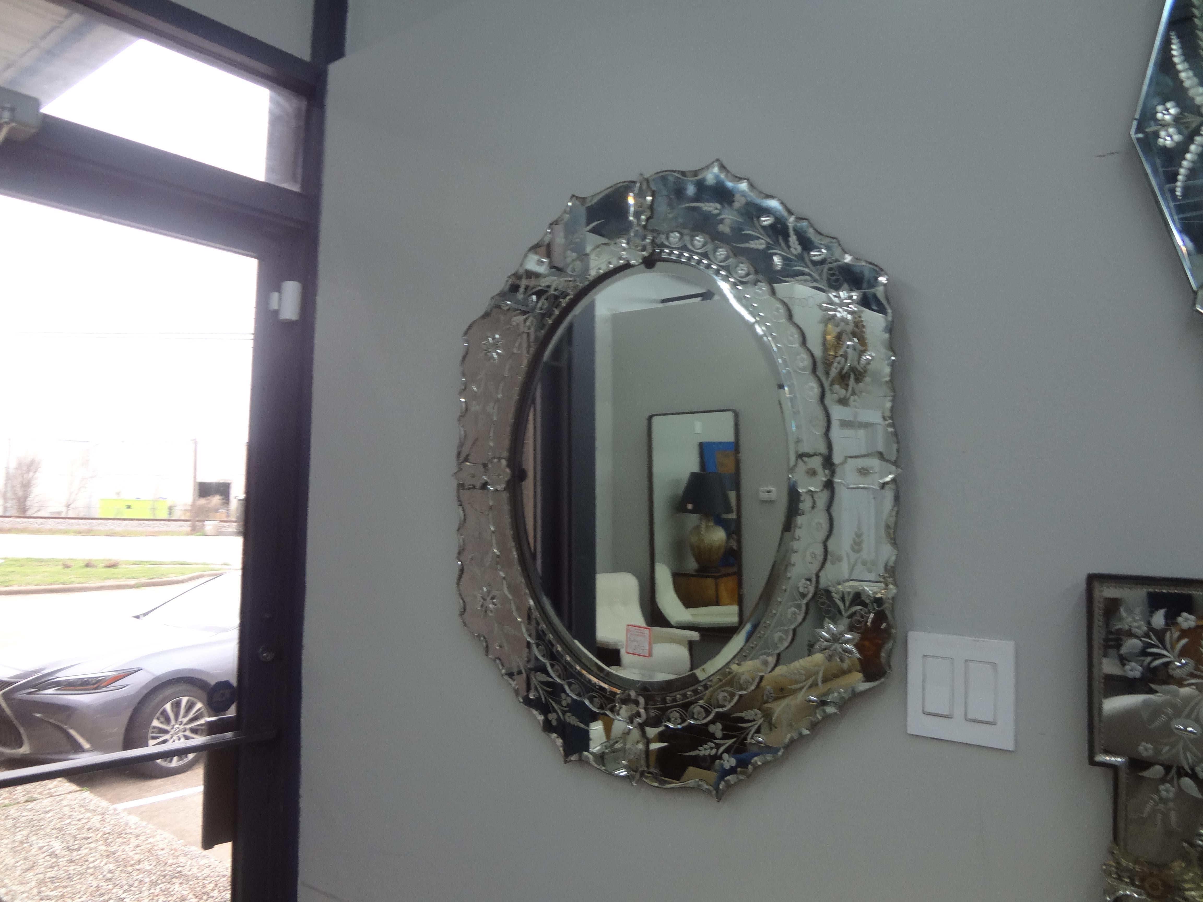 Beveled and Etched Venetian Mirror For Sale 4