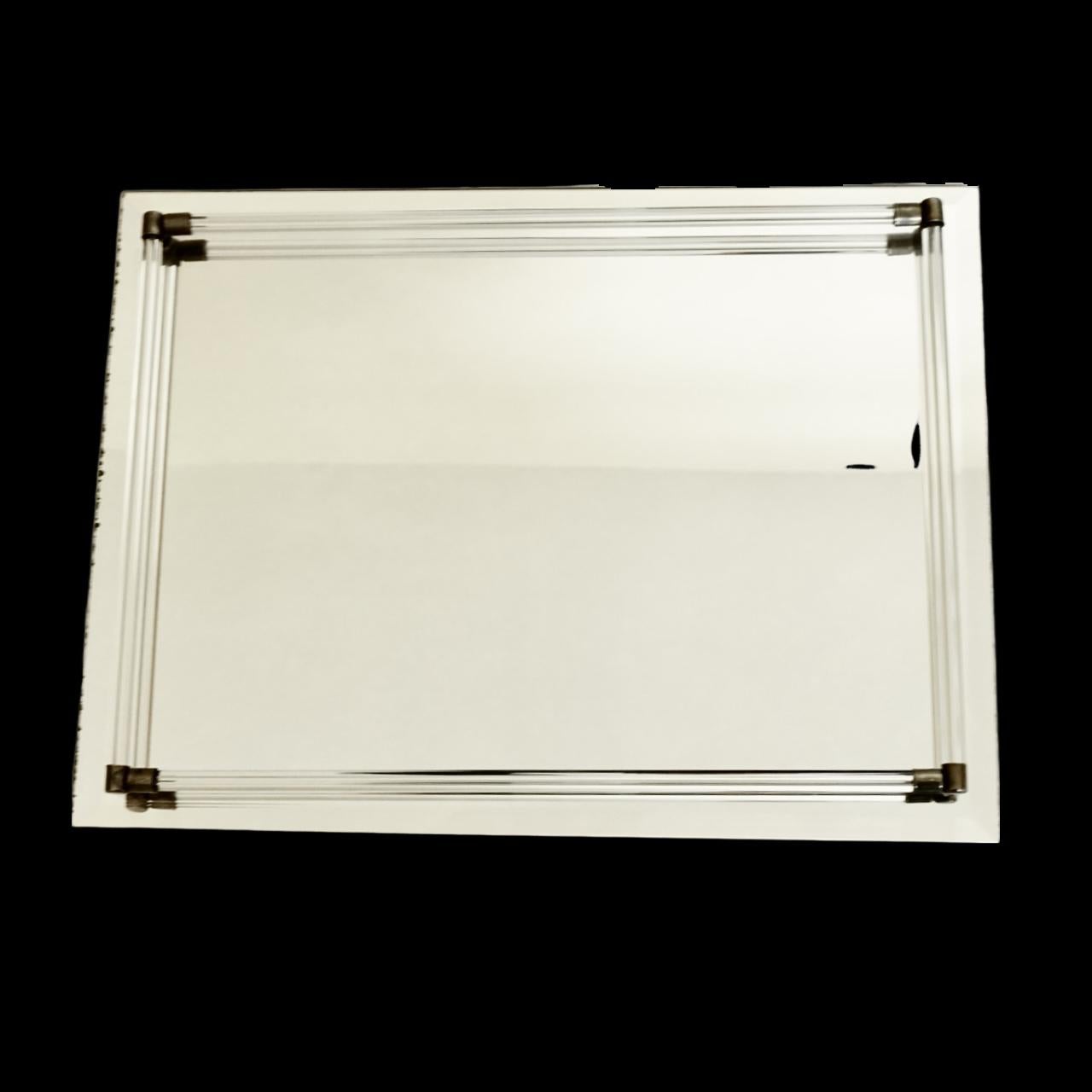 20th Century Beveled Edge Mirror Tray with Glass Rails For Sale
