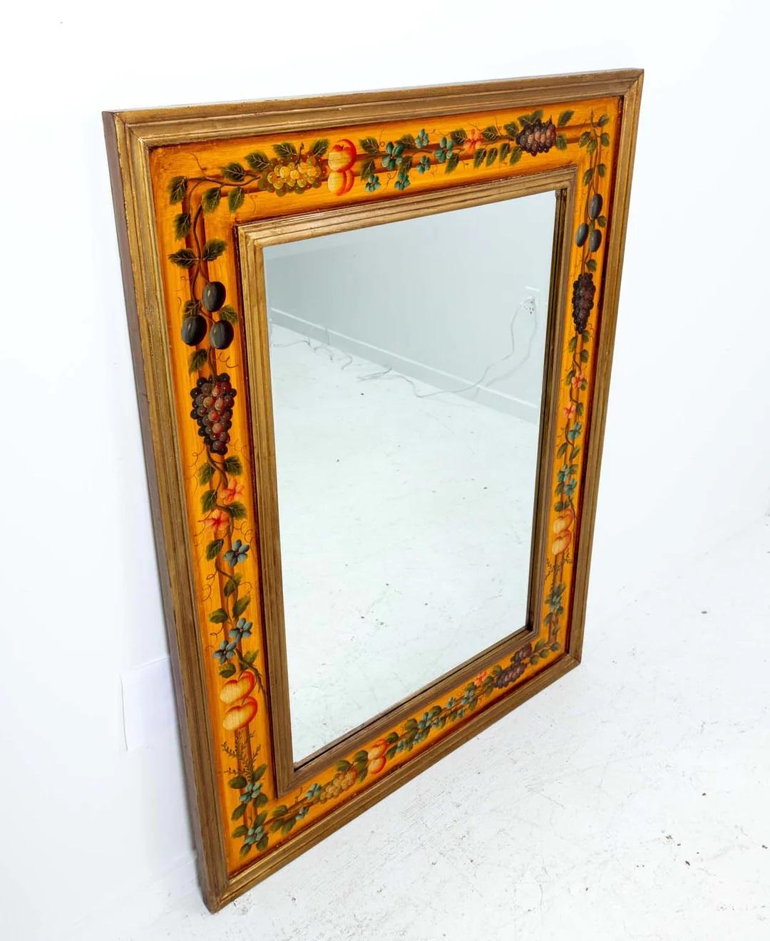Beveled Fruit Motif Mirror In Good Condition For Sale In New York, NY