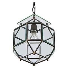 Lights italiennes en verre biseauté et laiton, style Fontana Arte, années 1950