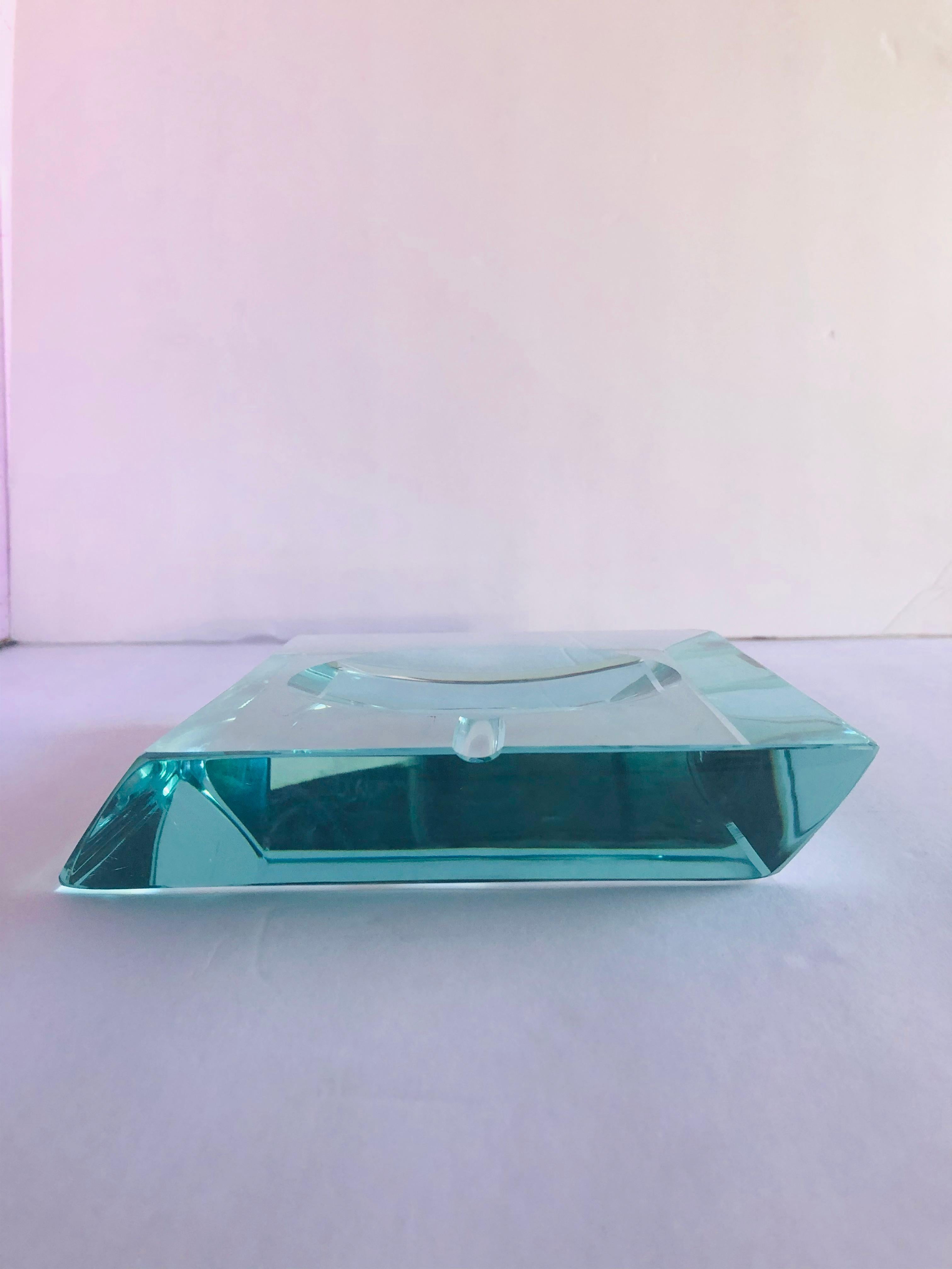 Italian Beveled Glass Ashtray by Fontana Arte For Sale