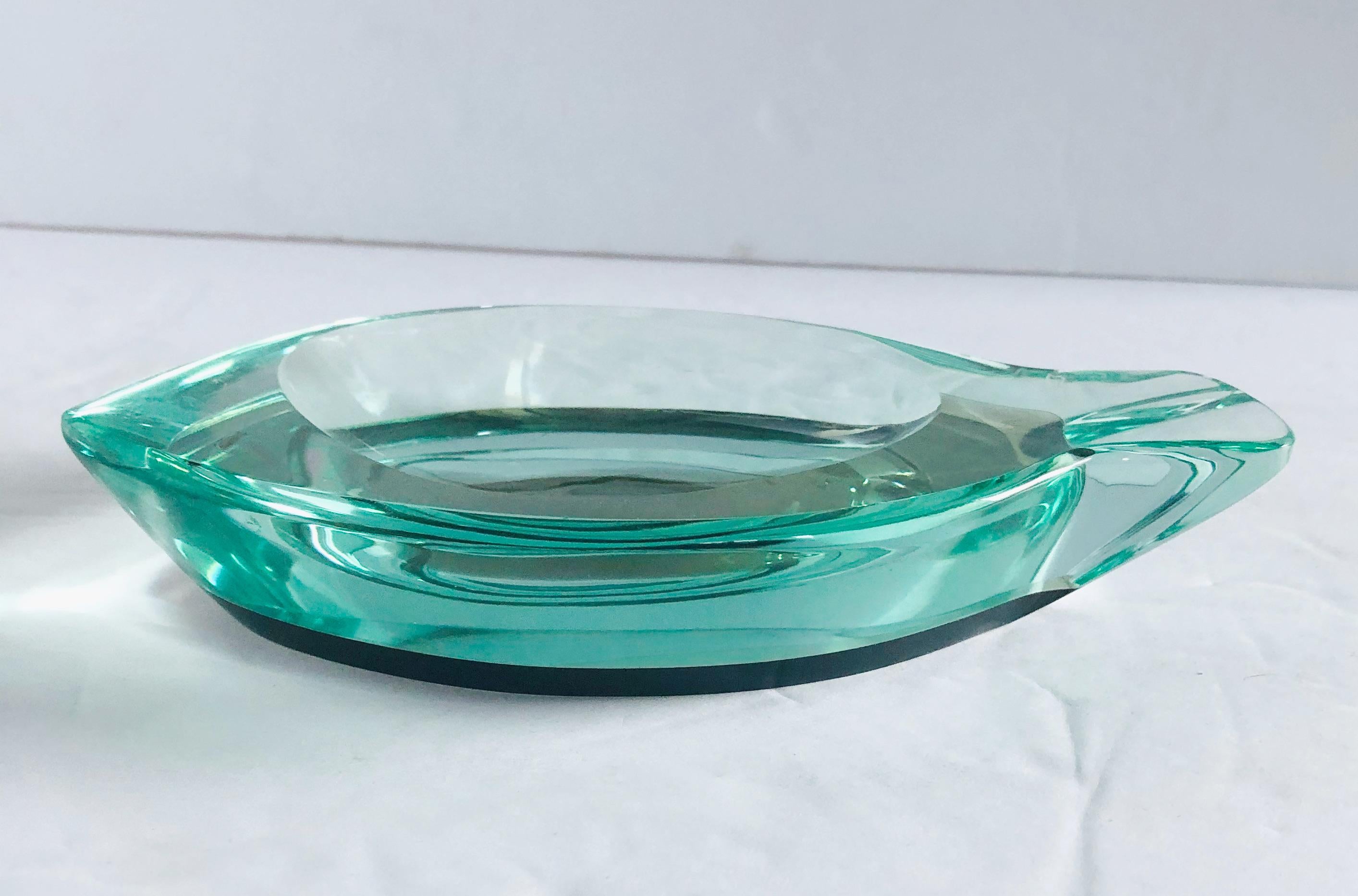 Italian Beveled Glass Ashtray by Fontana Arte For Sale