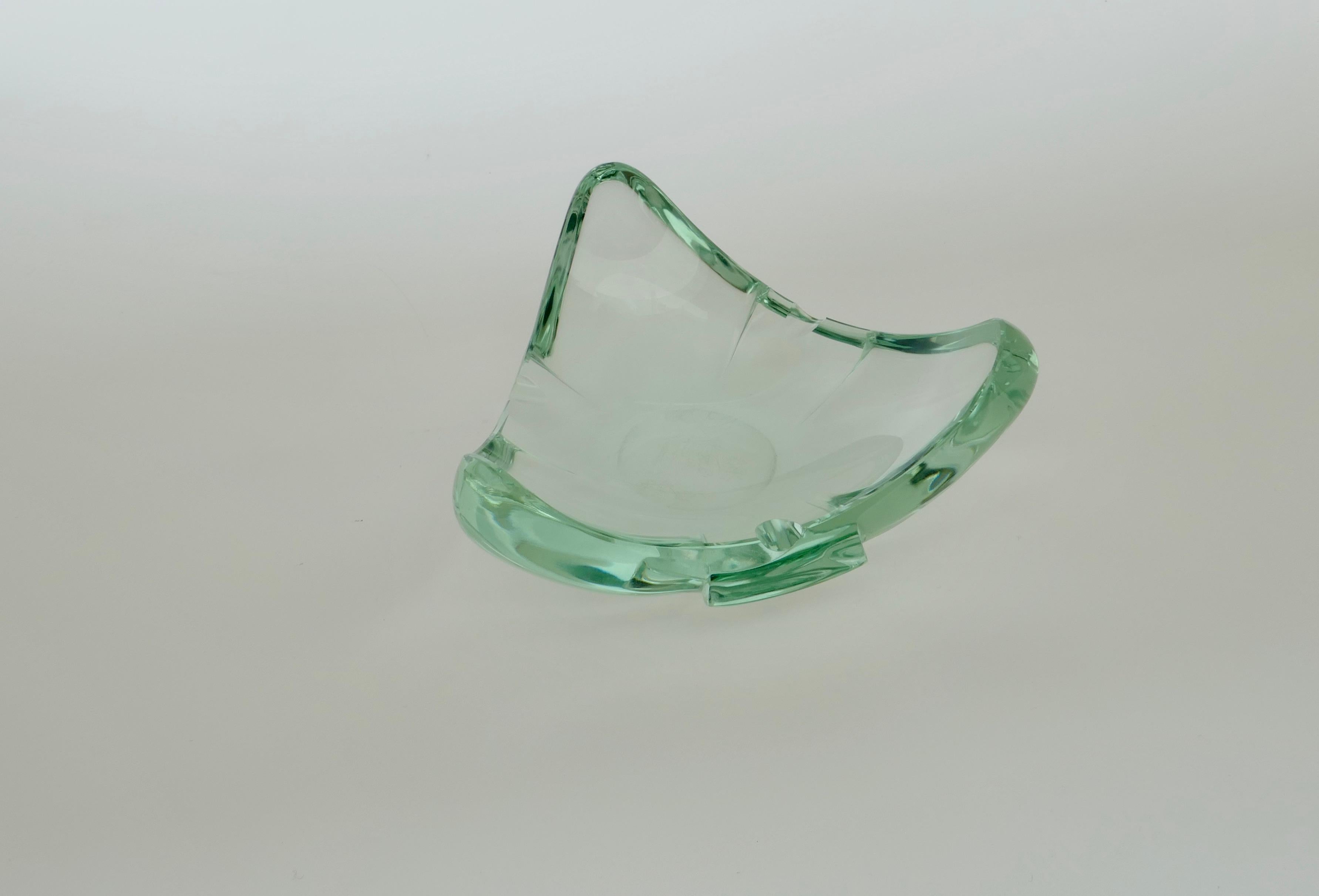 Beveled glass ashtray or vide poche, Italy 1960s attributed to Fontana Arte.