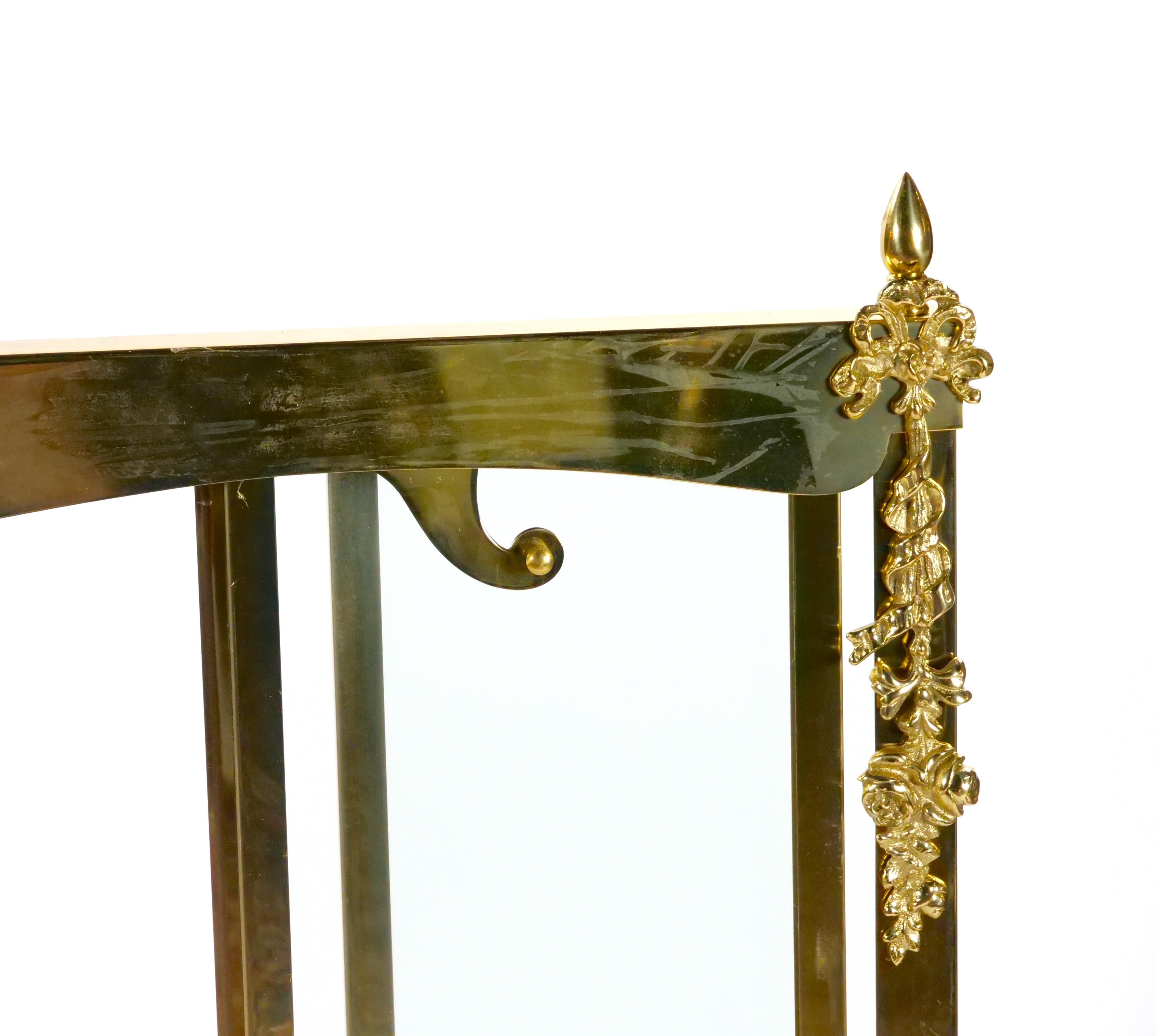 Schermo per caminetto con cornice in ottone e vetro smussato in vendita 3