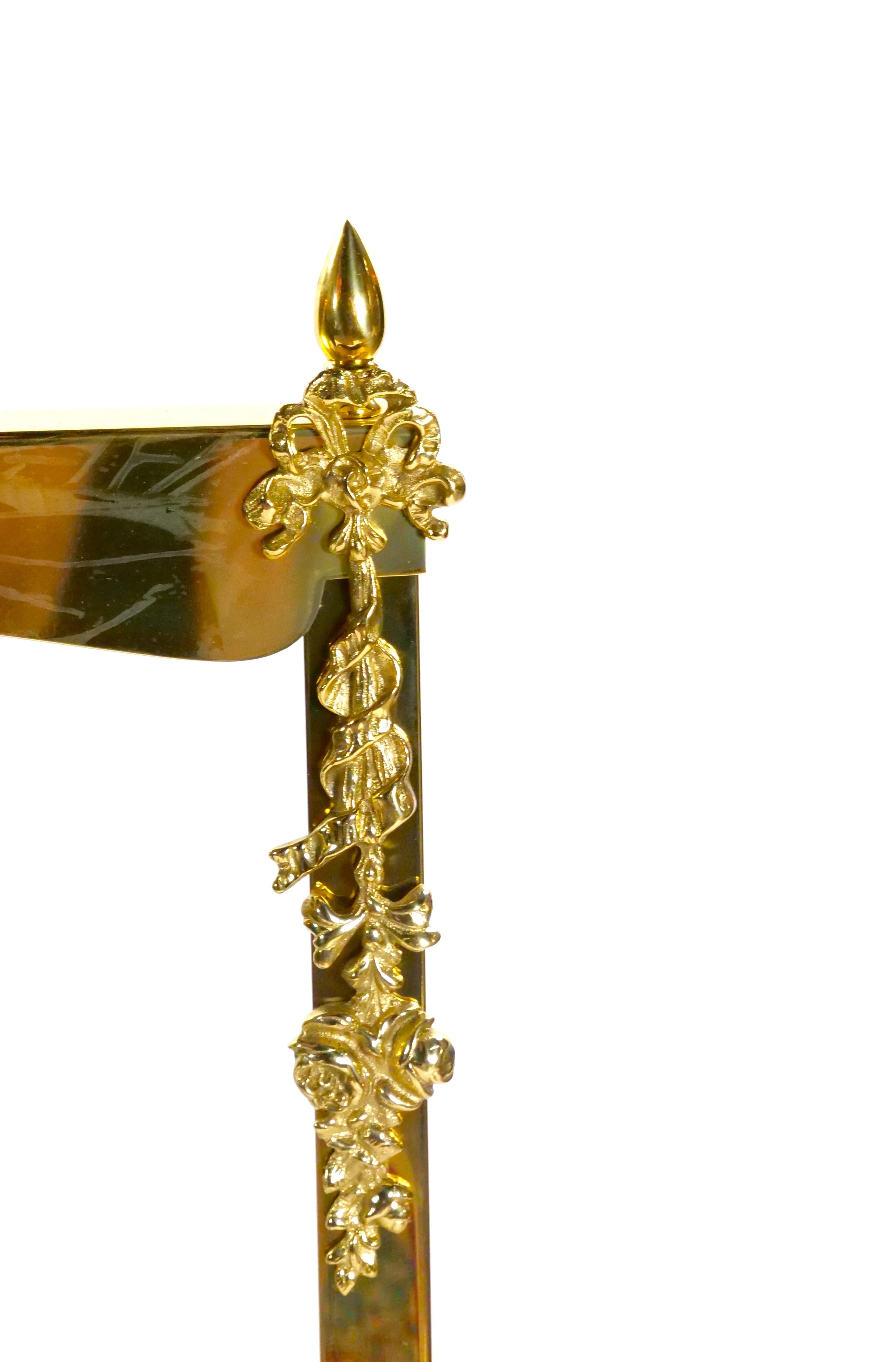 Ottone Schermo per caminetto con cornice in ottone e vetro smussato in vendita