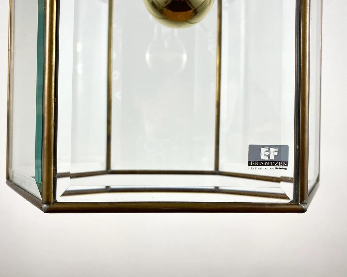 Late 20th Century Beveled Glass Brass Lantern from Ef. Frantzen For Sale