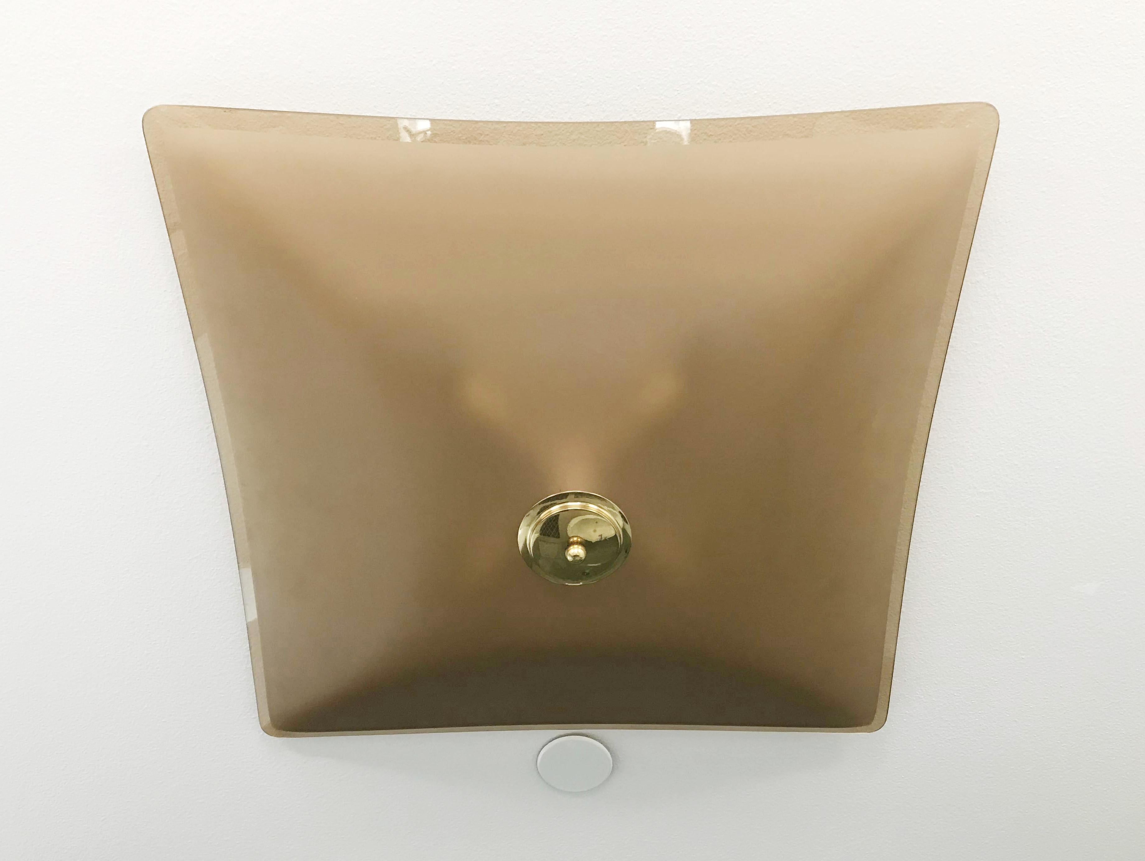 Beveled Glass Flush Mount or Wall Sconce - 2 available In Good Condition For Sale In Los Angeles, CA