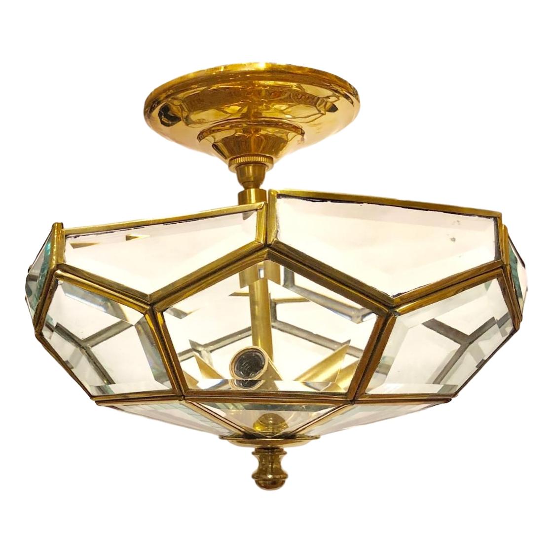 Beveled Glass Pendant Fixture For Sale