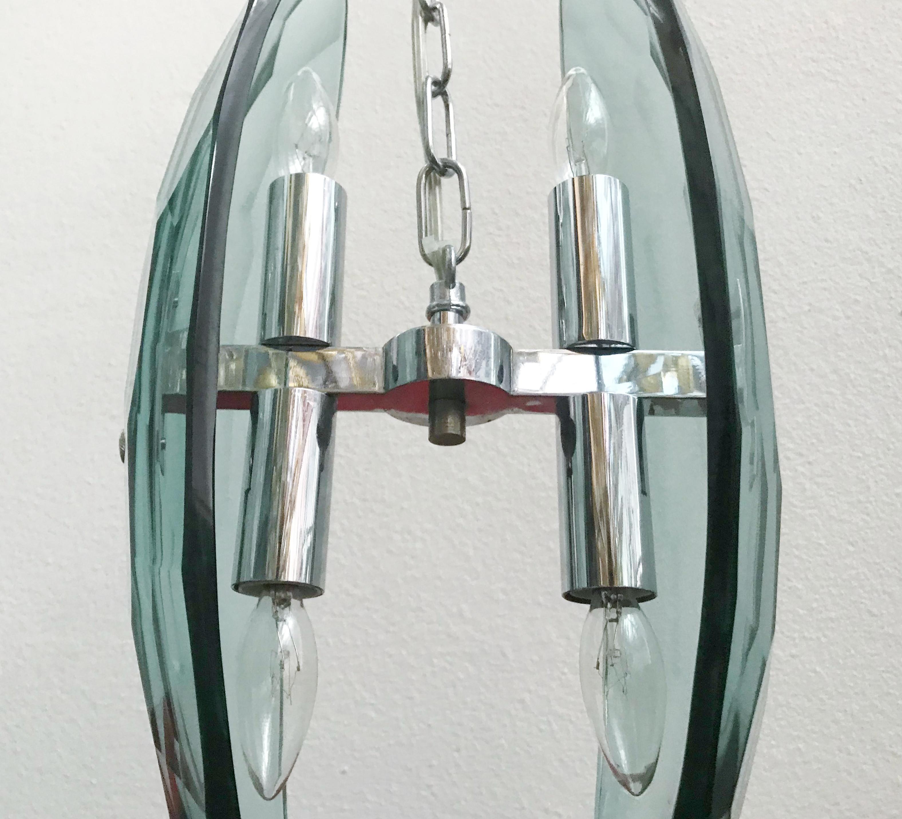 Mid-Century Modern Beveled Glass Pendant