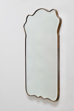 Beveled Italian Mirror with Brass Frame and Original Shape, Italy, 1950s