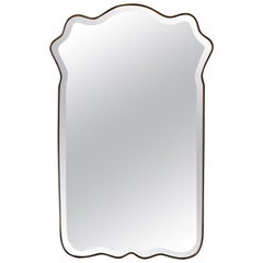 Beveled Italian Mirror with Brass Frame and Original Shape, Italy, 1950s
