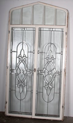 Beveled Leaded Glass Windows, in painted iron frames, circa 1910, San Francisco