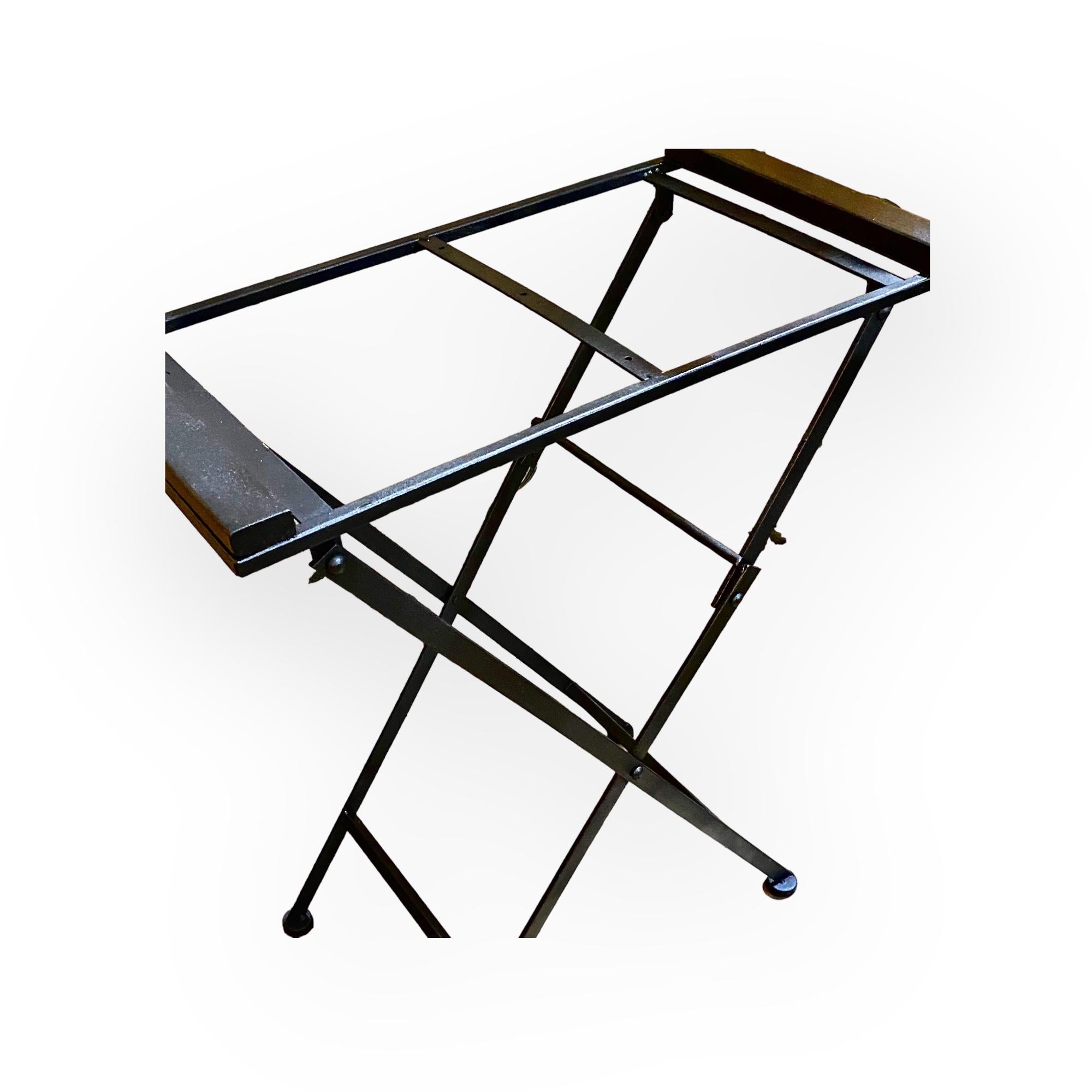 Beveled Mirrored Drinks Tray On Folding Iron Stand For Sale 1