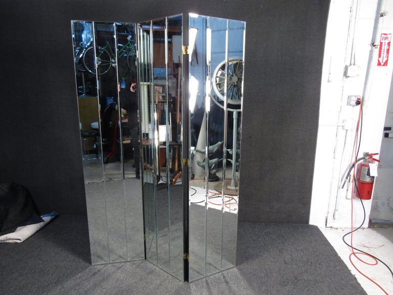 Beveled Mirrored Room Divider at 1stDibs