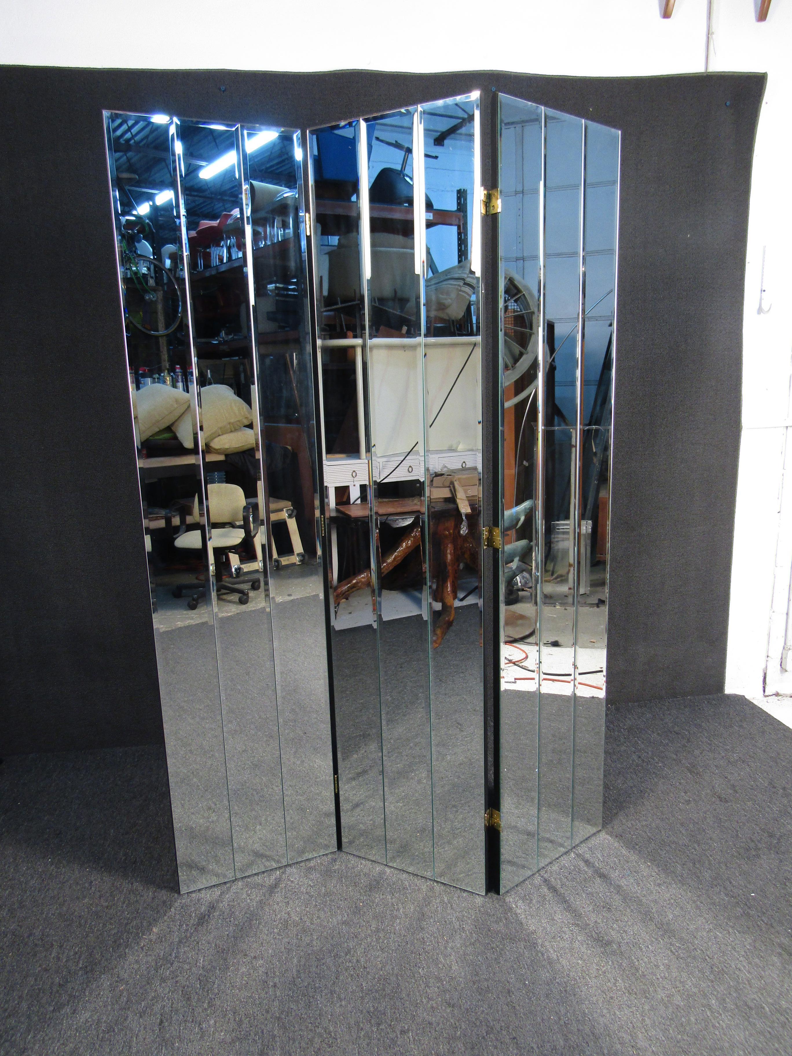 Mid-Century Modern Beveled Mirrored Room Divider