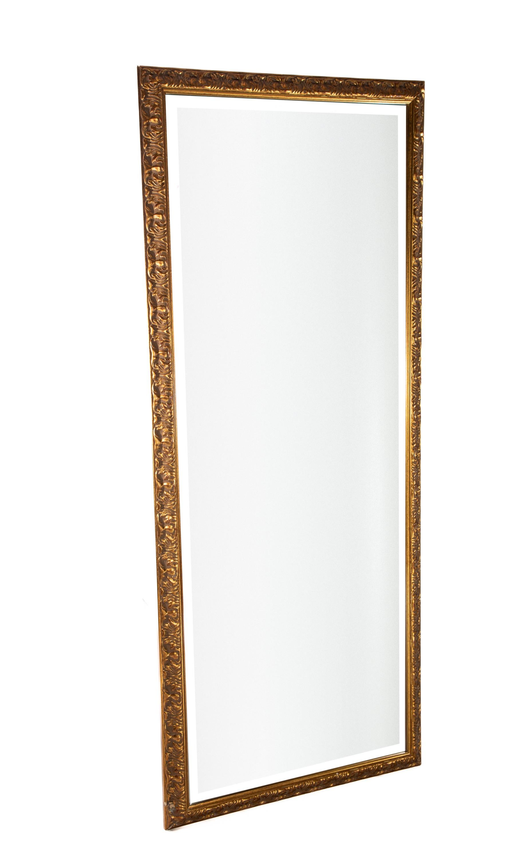 20th Century Beveled Rectangle Mirror, Framed For Sale