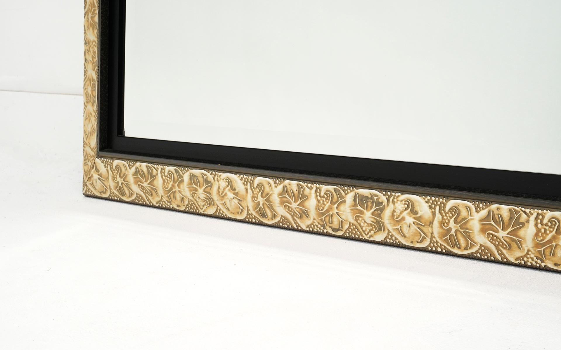 Beveled Repoussé Wall Mirror. Reverse Hammered Anodized Aluminum Frame In Good Condition For Sale In Kansas City, MO