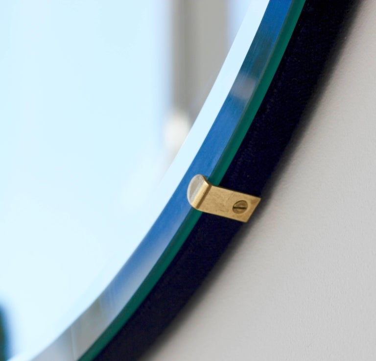 Beveled Silver Orbis™ Round Mirror Frameless with Brass Clips Dia. 50cm
