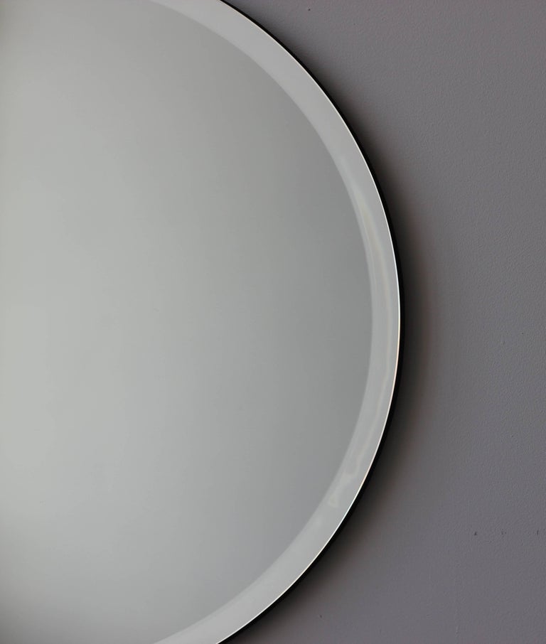 Orbis™ Round Frameless Beveled Mirror with Brass Clips Extra Large For Sale at 1stDibs