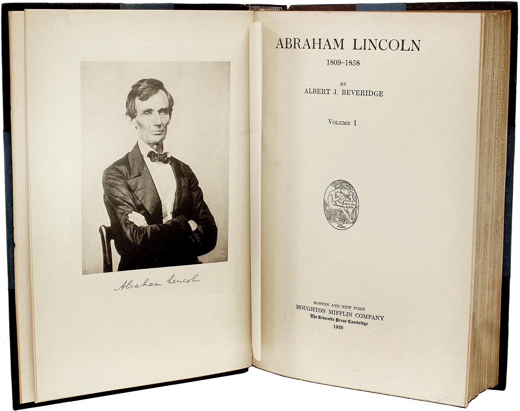 American BEVERIDGE, Albert J.. Abraham Lincoln 1809-1858. 2 VOLUMES - FIRST EDITION ! For Sale