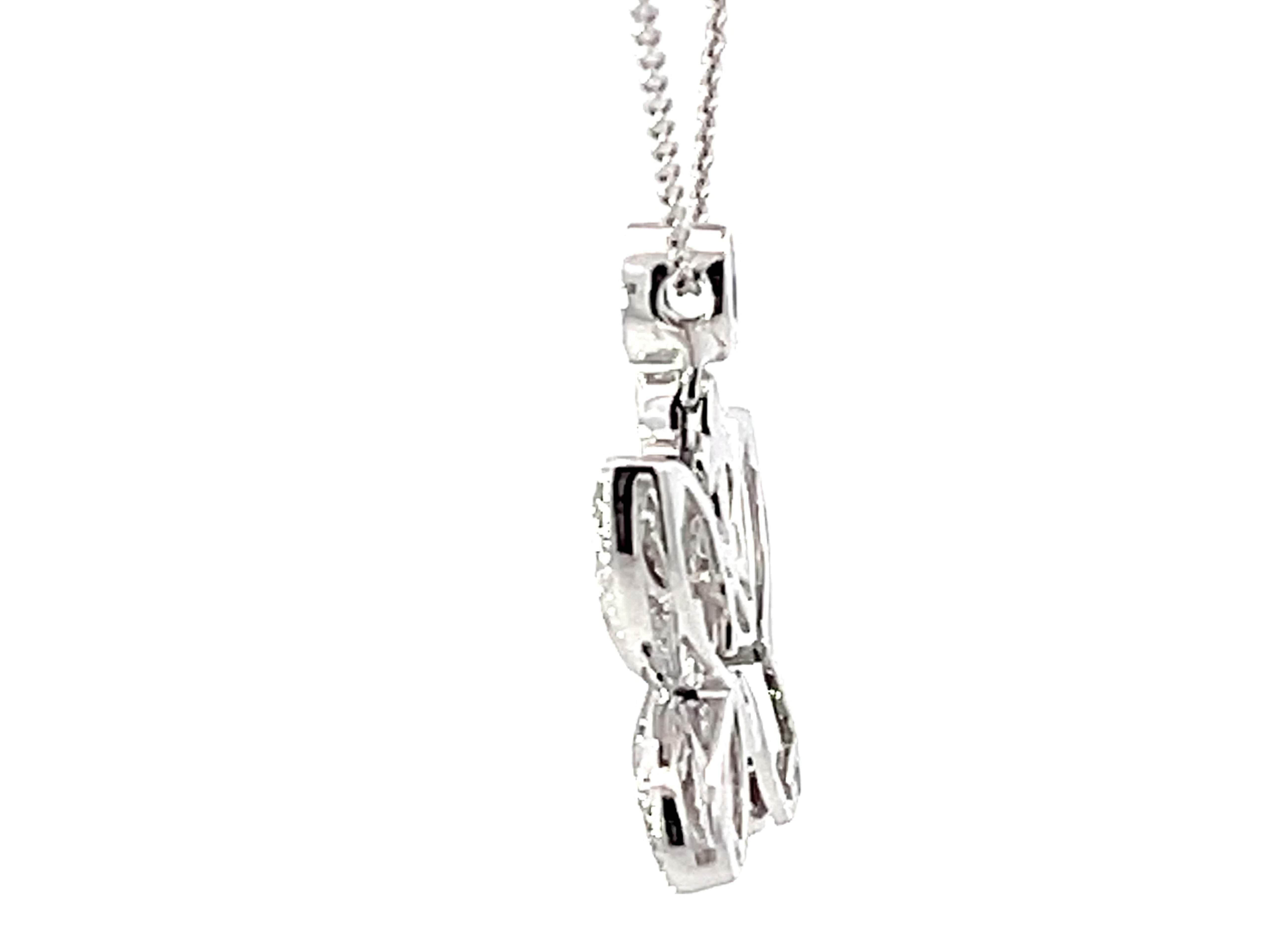Women's Beverley K Diamond Butterfly Pendant Necklace Solid White Gold For Sale