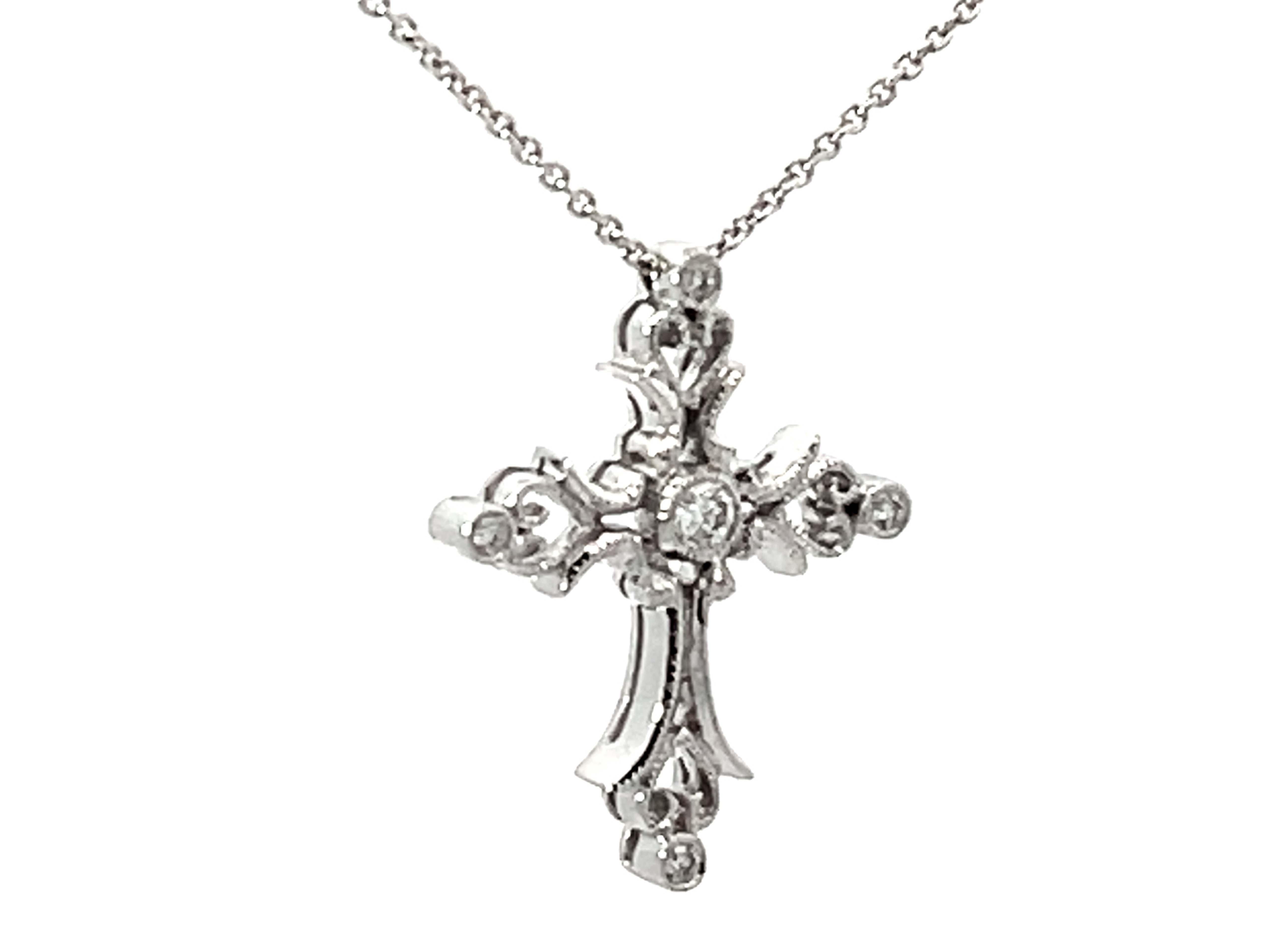 Modern Beverley K Diamond Cross Necklace Solid White Gold For Sale
