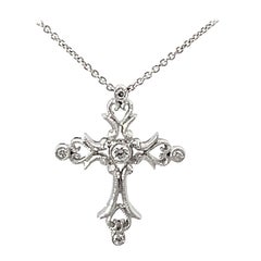 Beverley K Diamant-Kreuz-Halskette aus massivem Weißgold