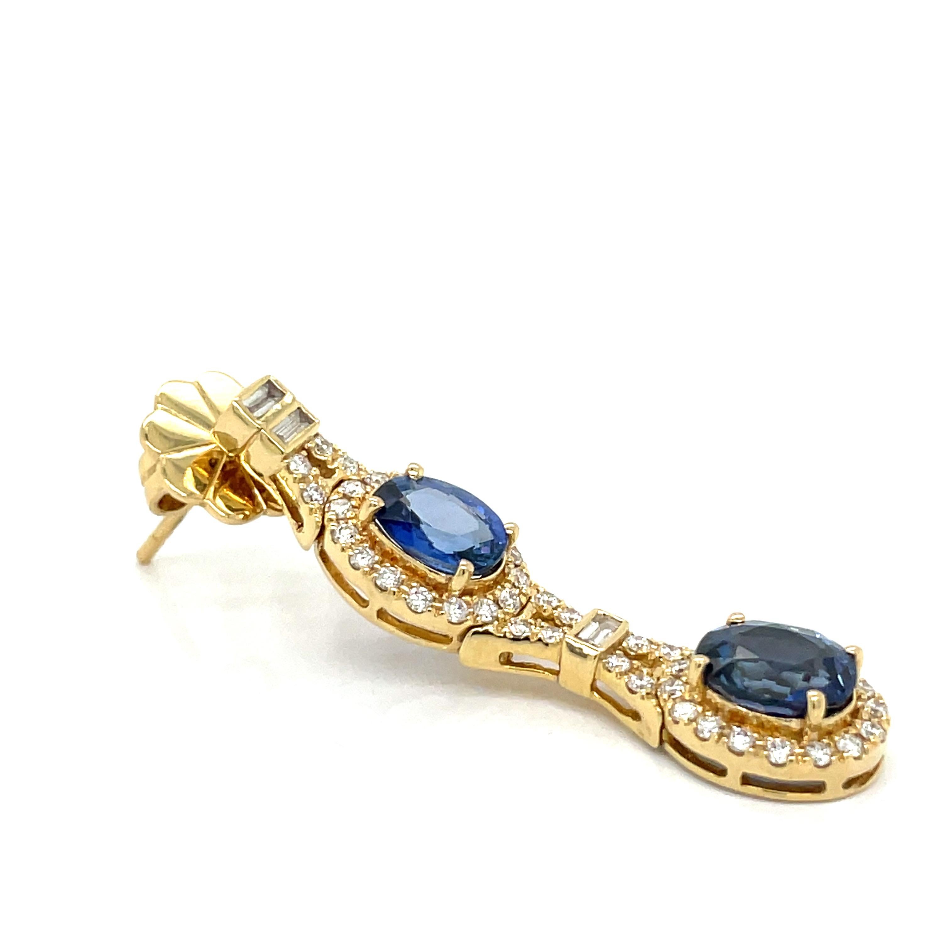 Modern Beverley K Sapphire and Diamond Dangle Earrings For Sale