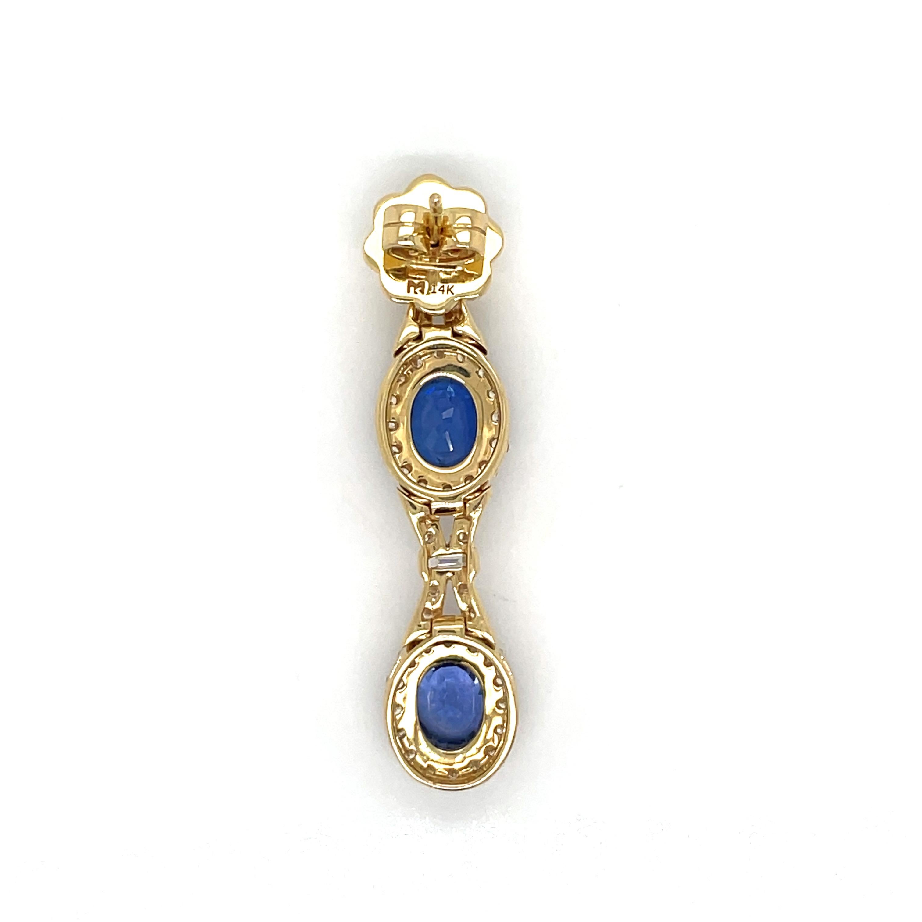 Oval Cut Beverley K Sapphire and Diamond Dangle Earrings For Sale