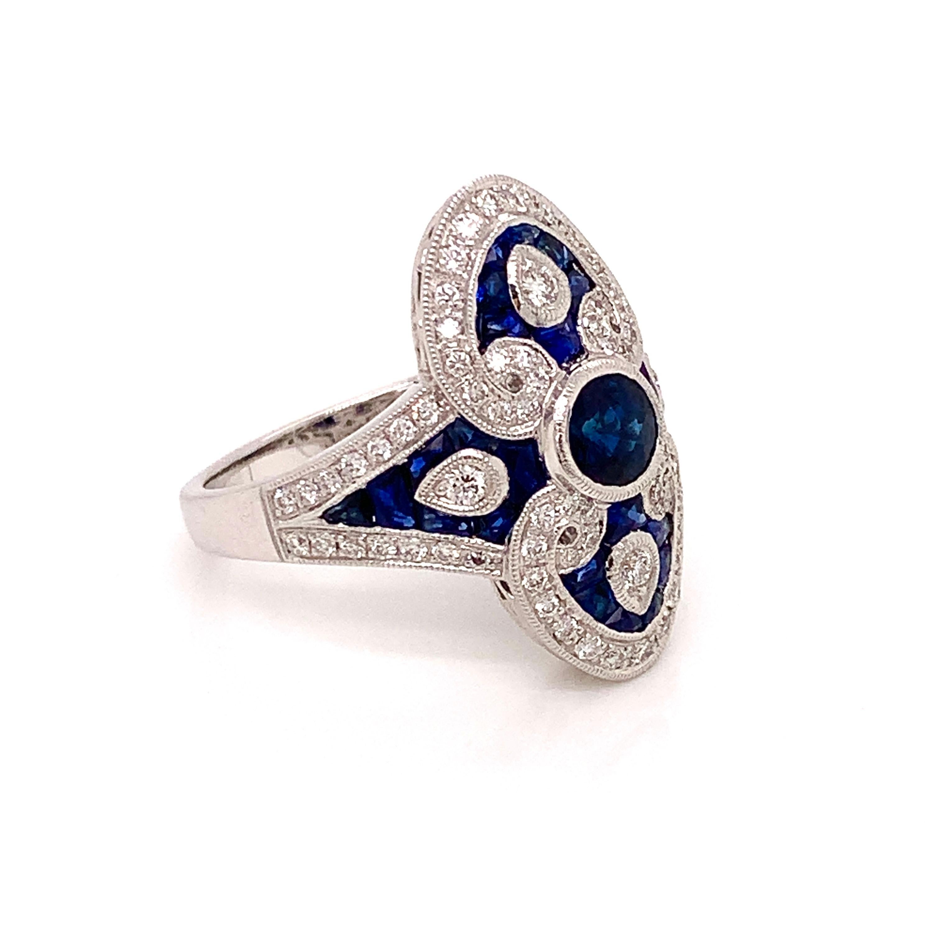 Contemporary Beverley K Vintage Inspired Sapphire and Diamond Ring