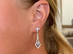 Beverley Kay Art Deco Diamond and Ruby Dangly Earrings 14K White Gold