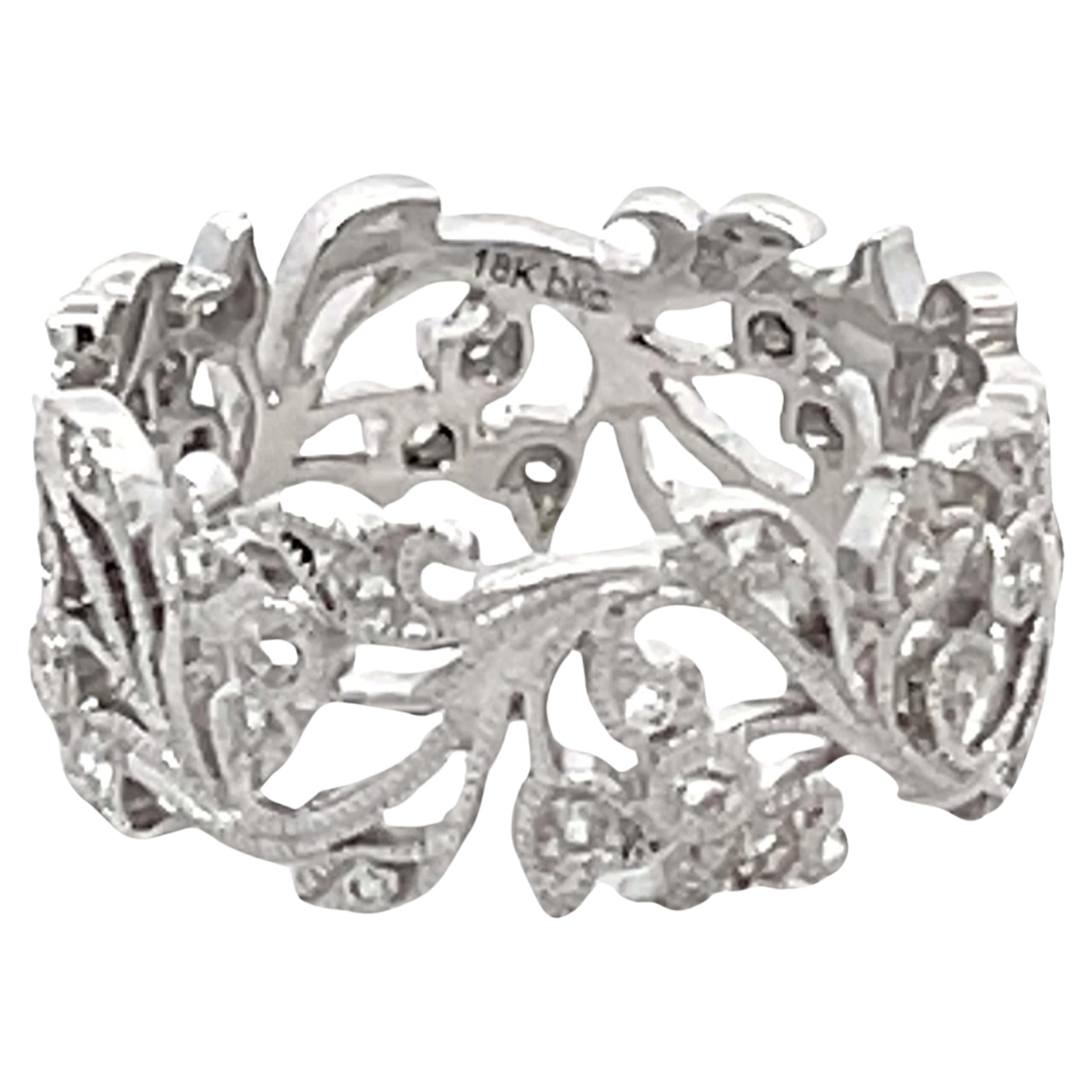 Modern Beverley Kay Diamond Floral Eternity Band Wedding Ring 18k Gold For Sale