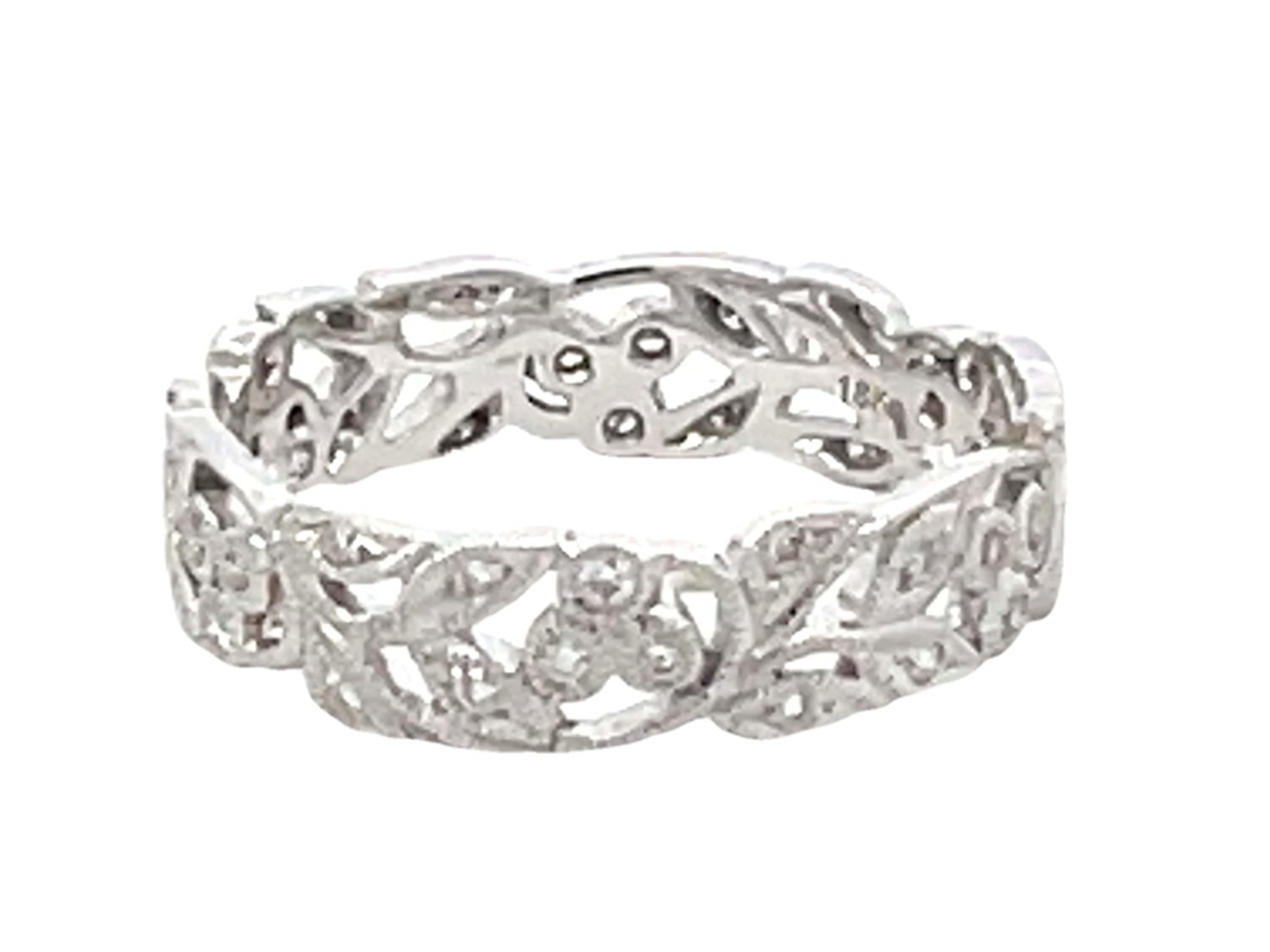 Modern Beverley Kay Floral Eternity Band Ring 18k White Gold 5mm For Sale