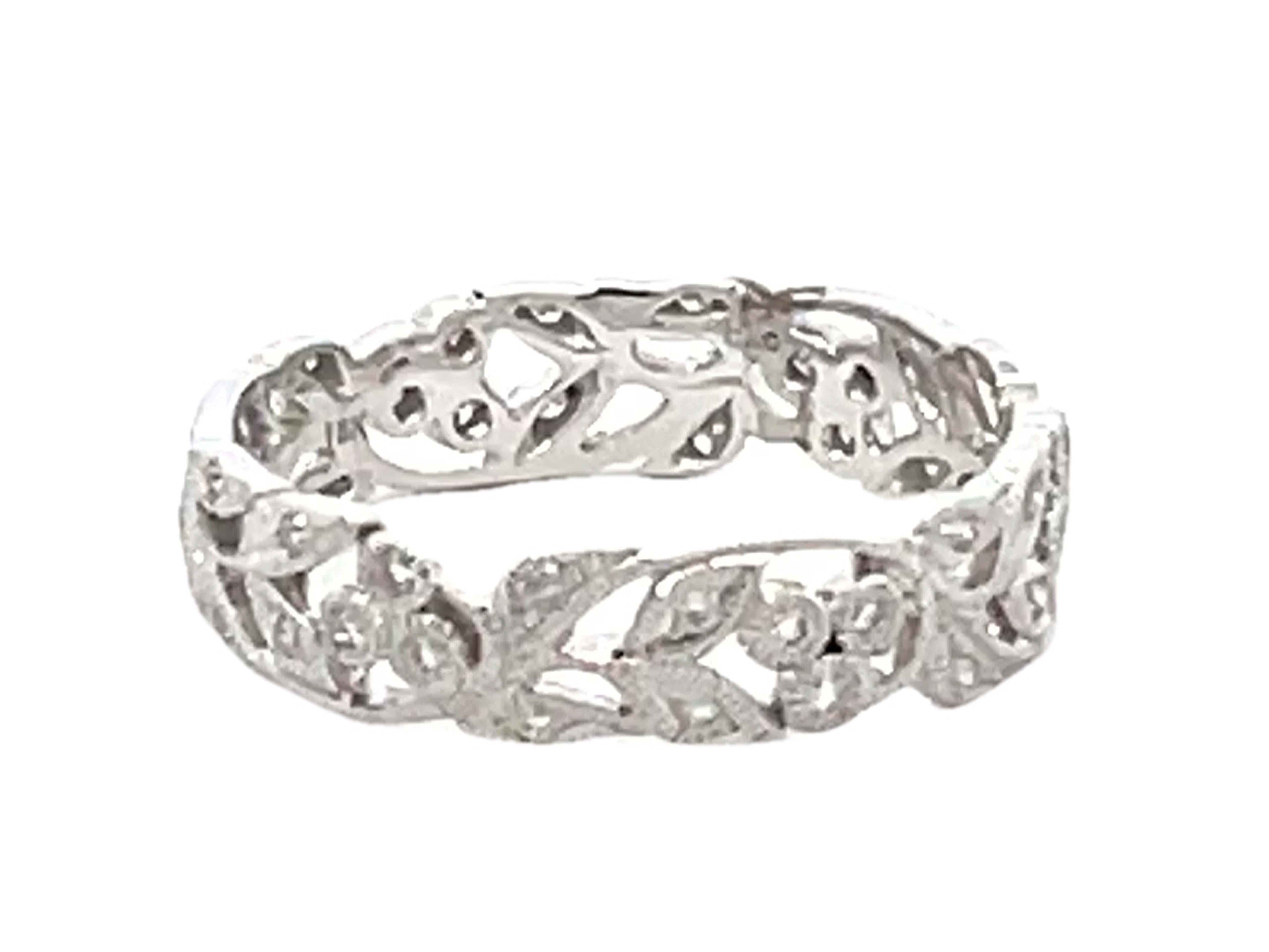 Brilliant Cut Beverley Kay Floral Eternity Band Ring 18k White Gold 5mm For Sale