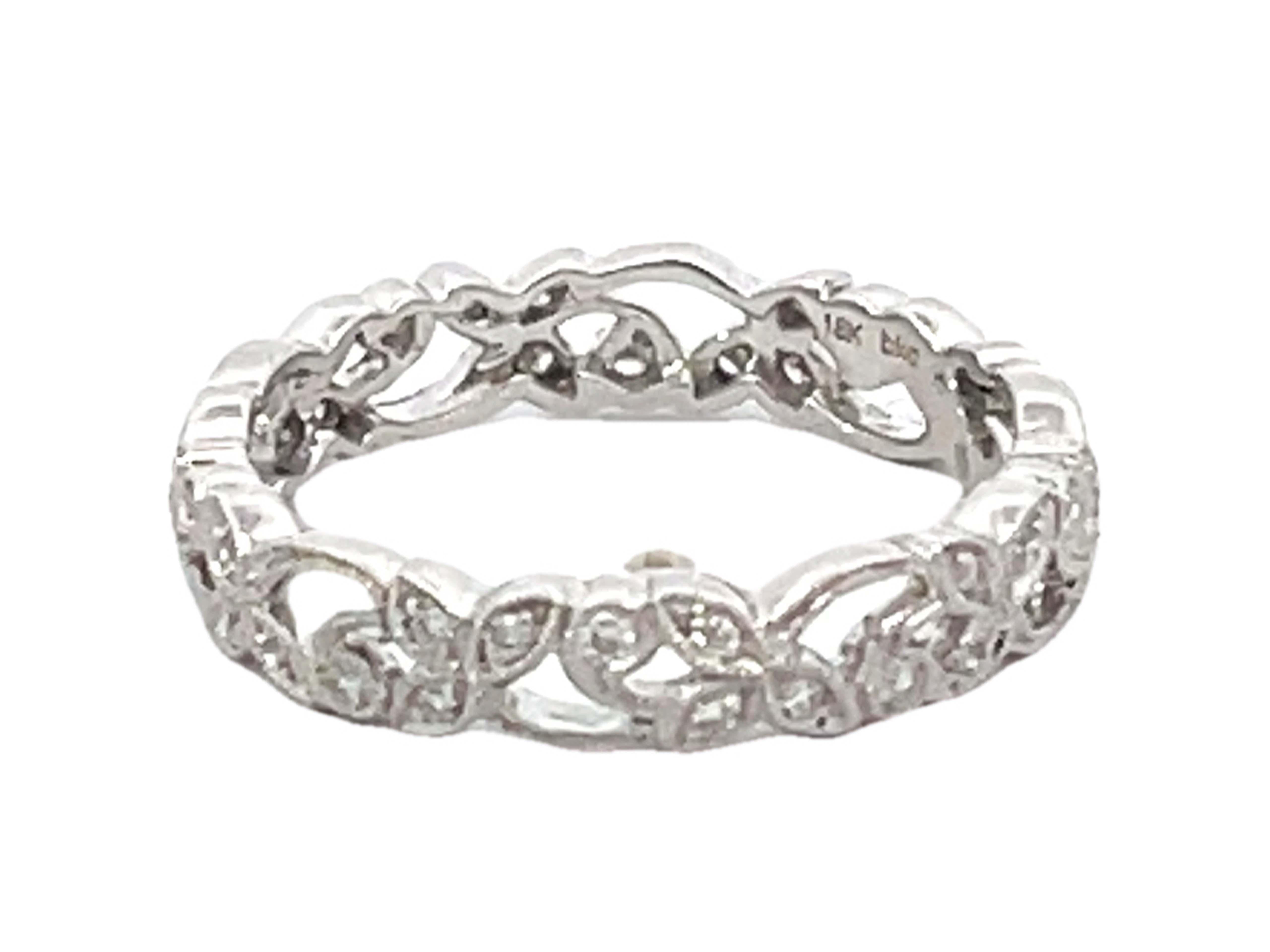 Modern Beverley Kay Floral Eternity Band Ring 18k White Gold For Sale