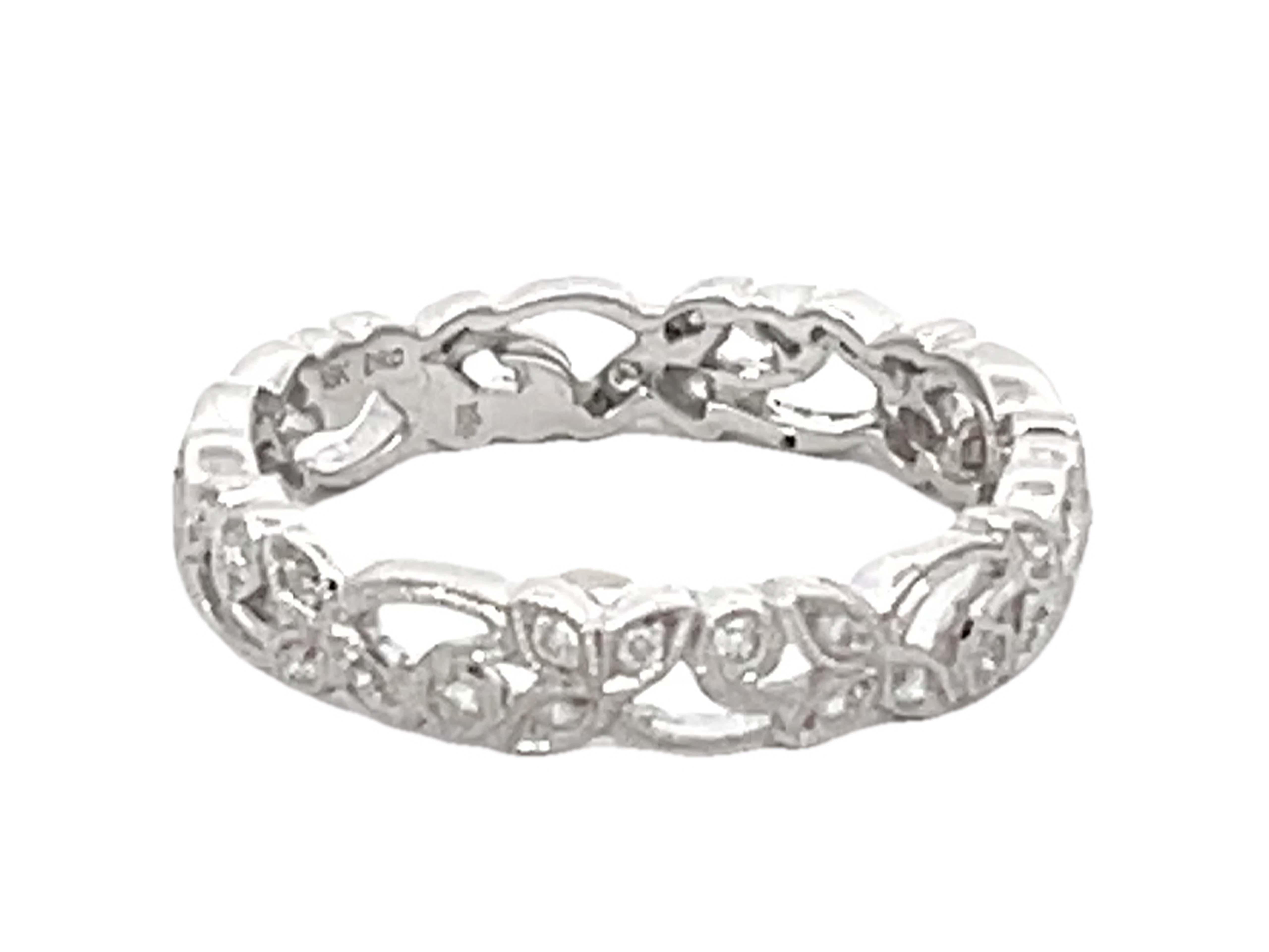 Brilliant Cut Beverley Kay Floral Eternity Band Ring 18k White Gold For Sale