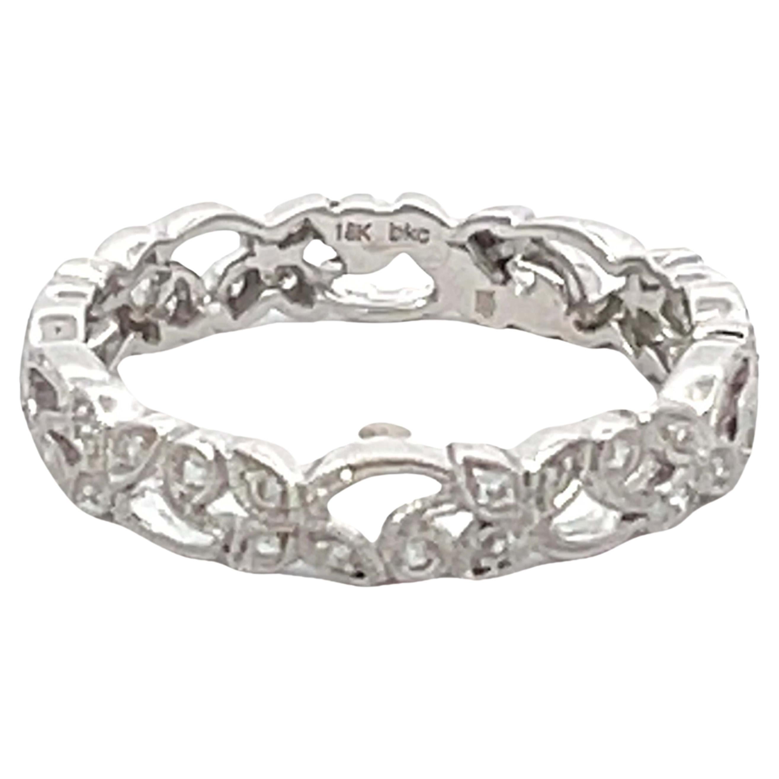 Beverley Kay Floral Eternity Band Ring 18k White Gold For Sale