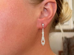 Beverley Kay Elongated Chandelier Art Deco Diamond Earrings 14K White Gold