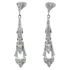 Beverley Kay Elongated Chandelier Art Deco Diamond Earrings 14K White Gold