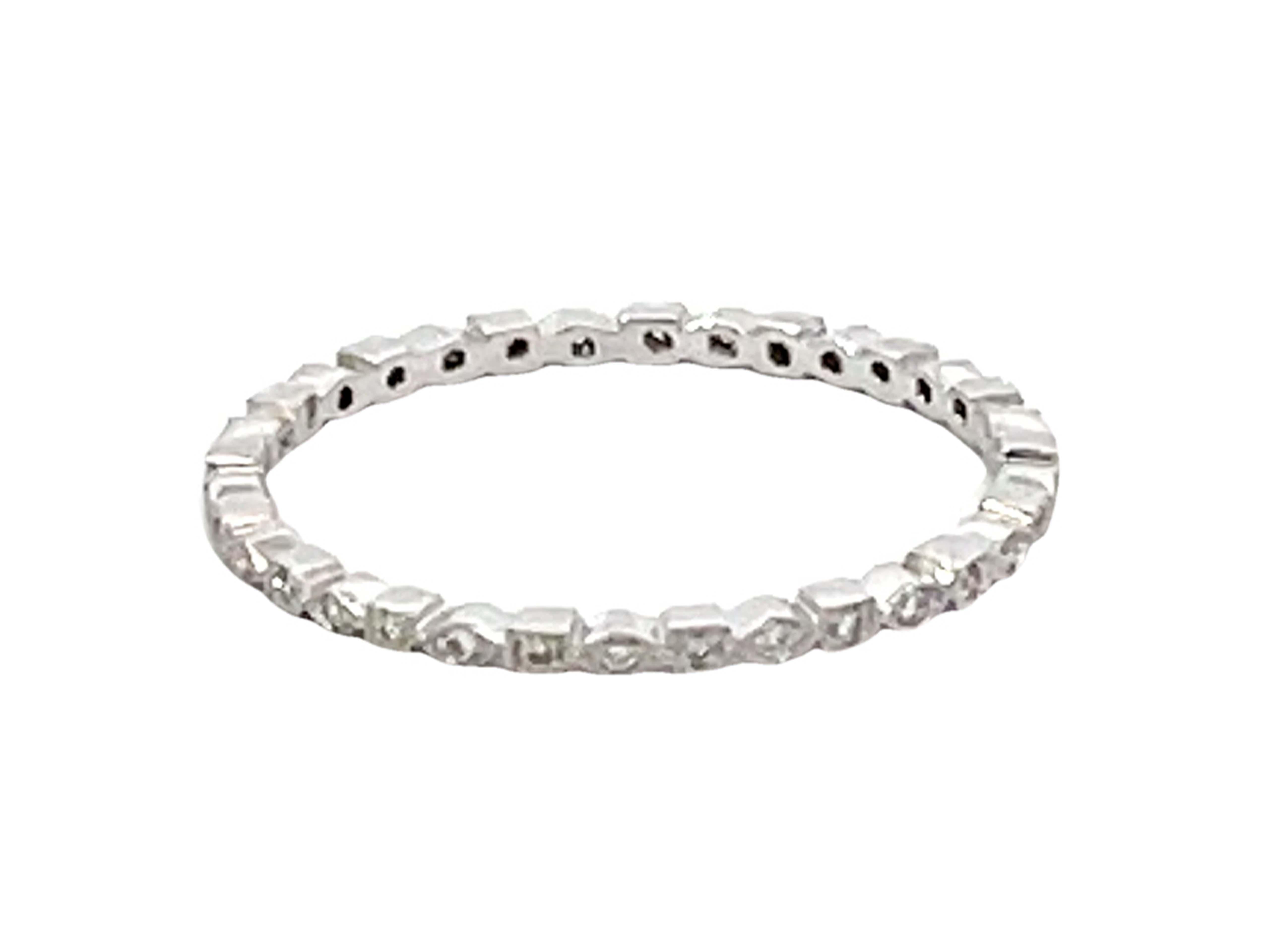 Modern Beverley Kay Square and Diamond Shape Eternity Band 18K White Gold 1.3 mm For Sale