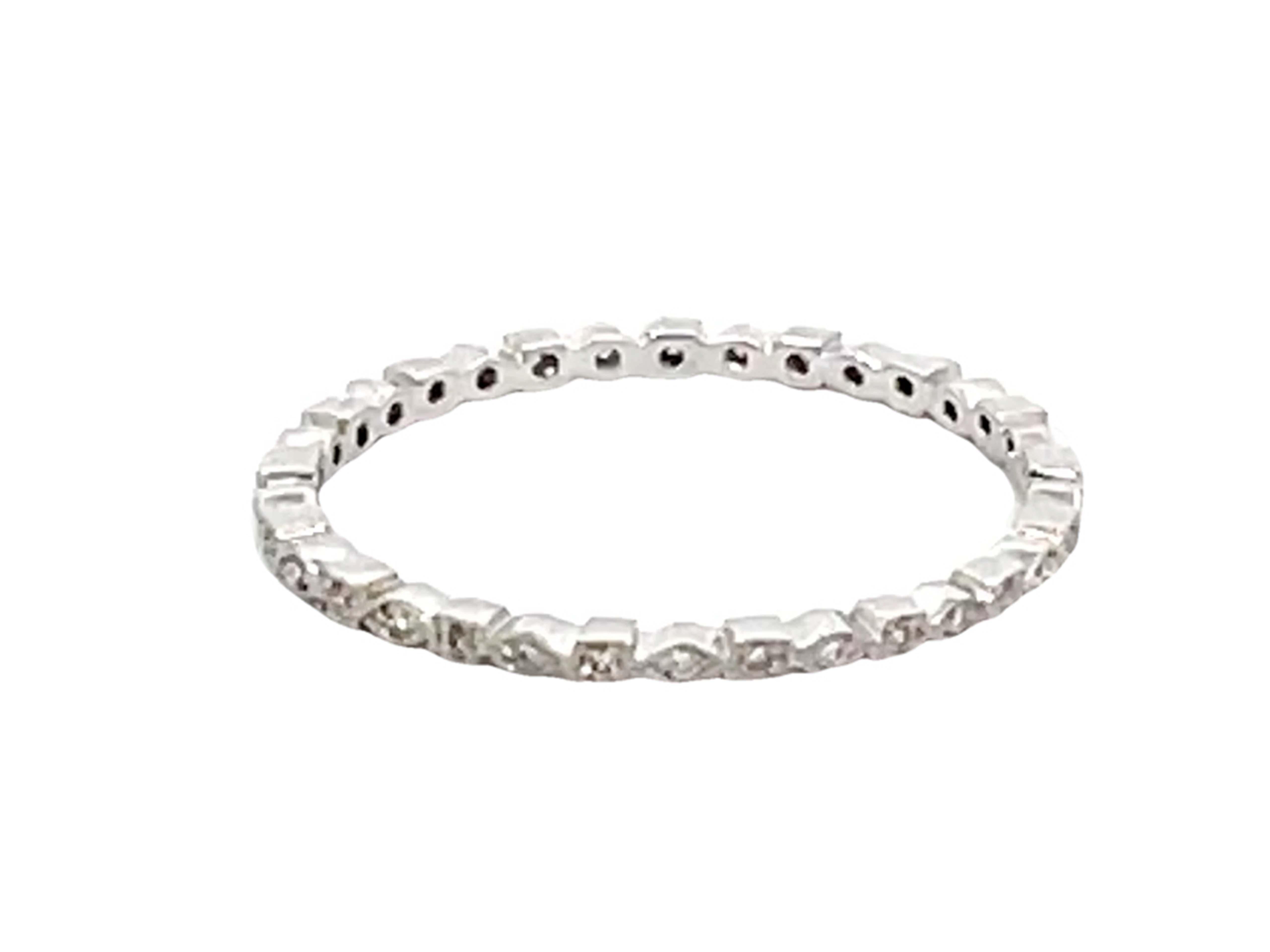 Brilliant Cut Beverley Kay Square and Diamond Shape Eternity Band 18K White Gold 1.3 mm For Sale