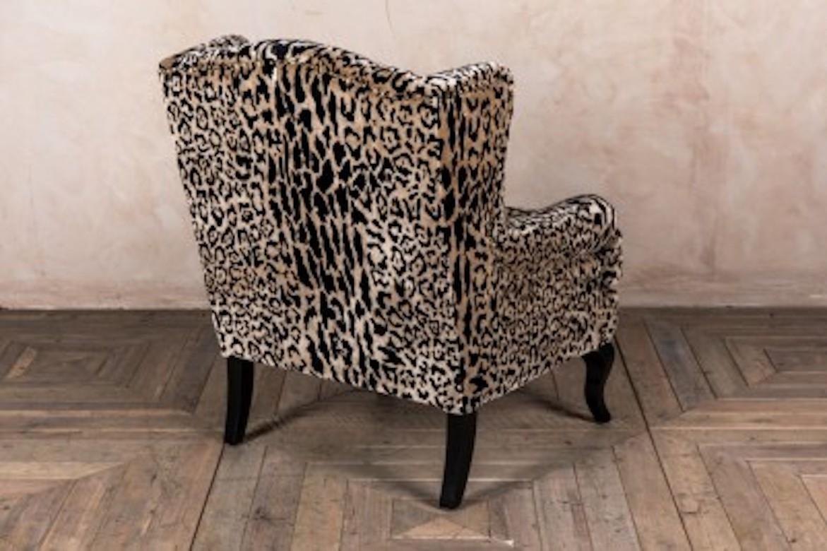 A unique Beverley Leopard Print armchair, 20th century.

Perfect as a feature chair for a dressing room or bedroom, this leopard print armchair is a standout piece of furniture.

The chair’s loud print is ideal for bringing 'WOW' factor to a