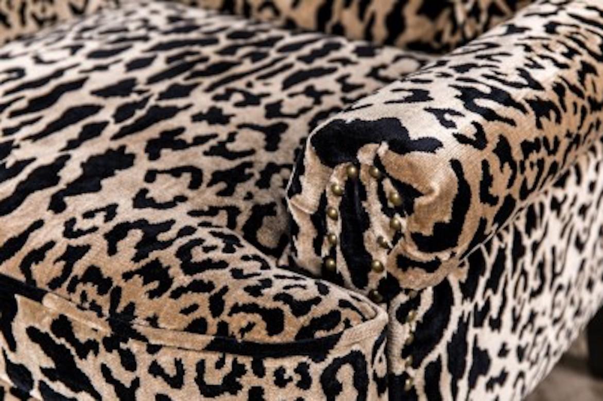 European Beverley Leopard Print Armchair, 20th Century For Sale