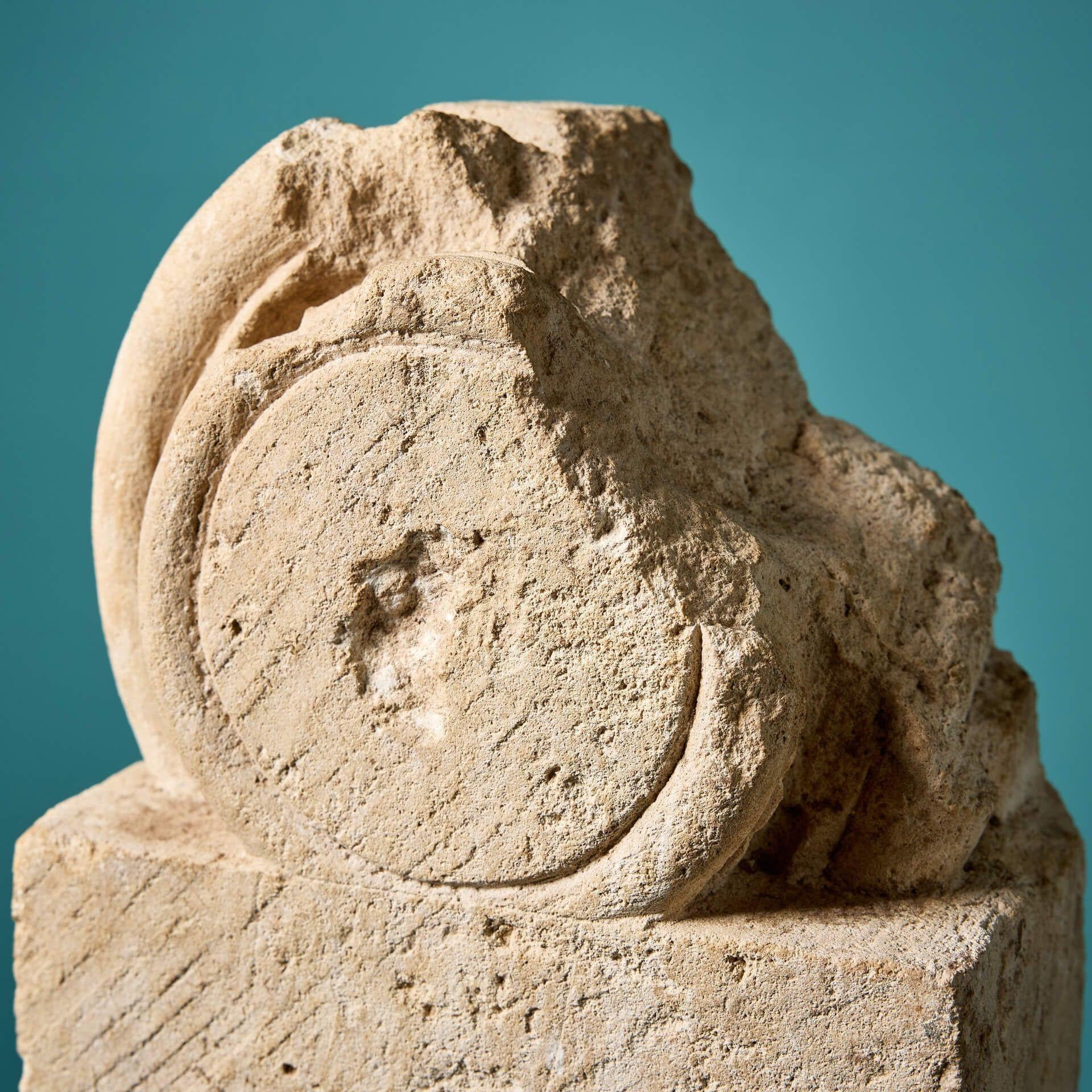 Medieval Beverley Minster Rare 14th Century Limestone Column Capital For Sale