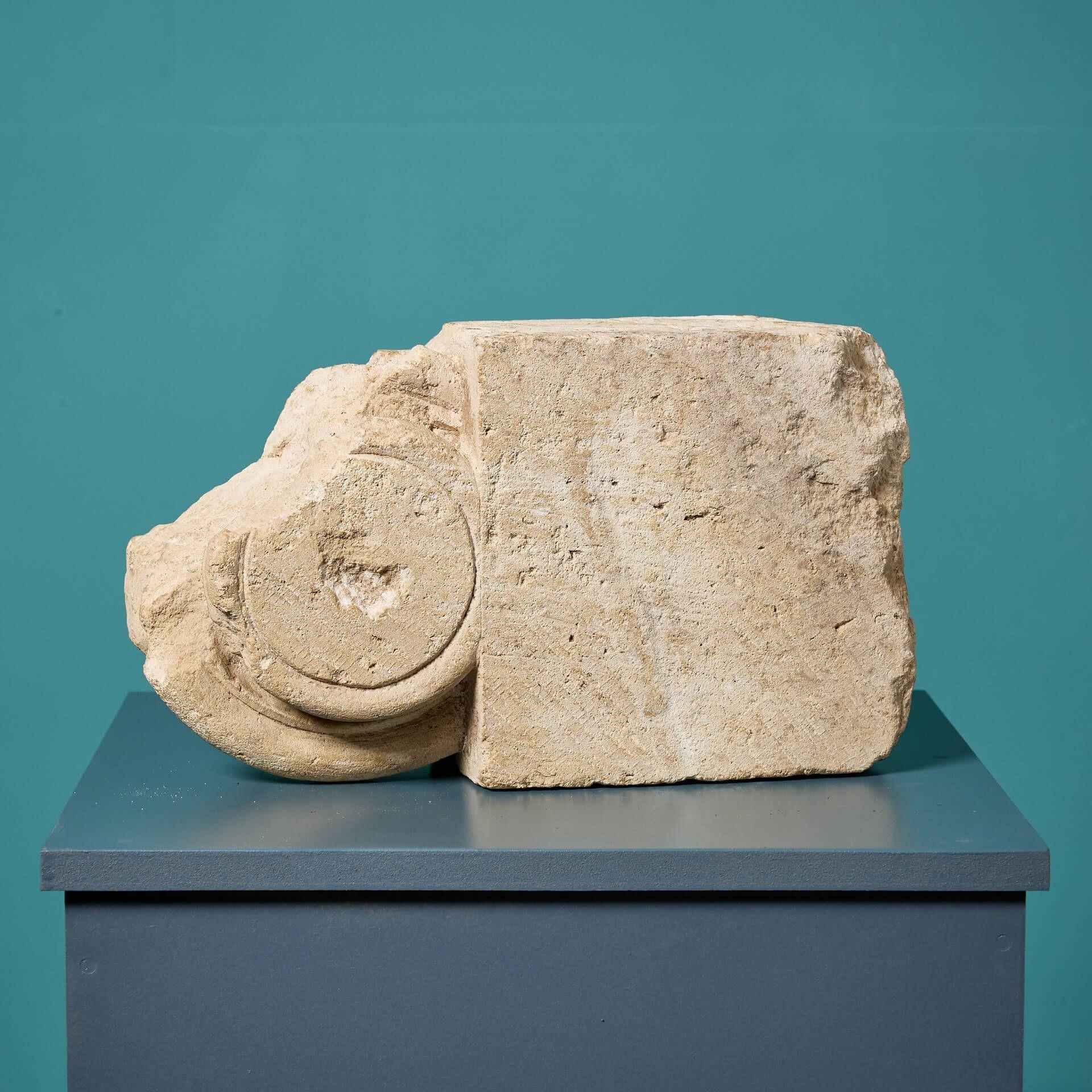 Hand-Carved Beverley Minster Rare 14th Century Limestone Column Capital For Sale