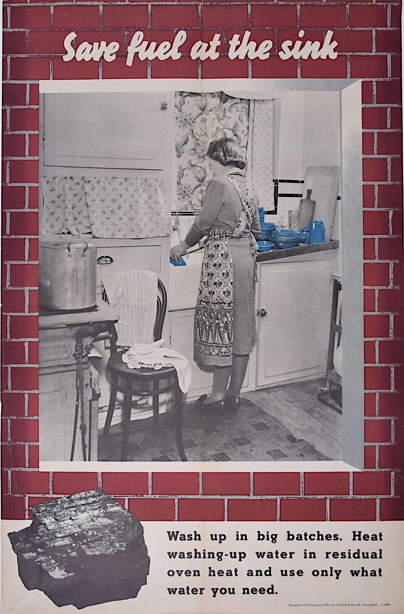 World War 2 coal saving poster ‘Save Fuel at the Sink' by Beverley Pick