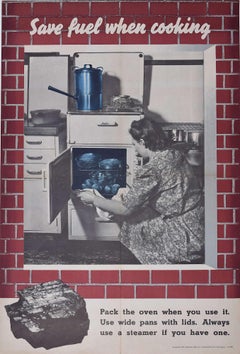 World War 2 coal saving poster 'Save Fuel when Cooking' by Beverley Pick