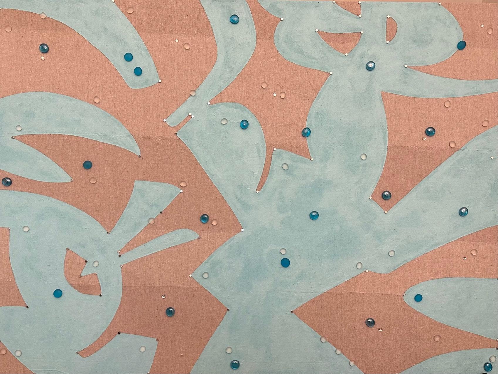 Dewdrops – Abstraktes Gemälde in Mischtechnik von Beverly Bigwood