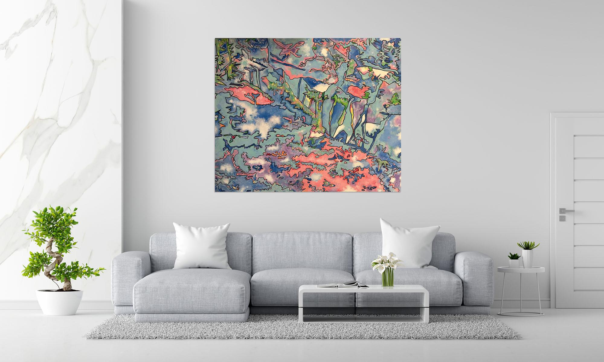 Felicidad - Gran cuadro abstracto de Beverly Bigwood en venta 1
